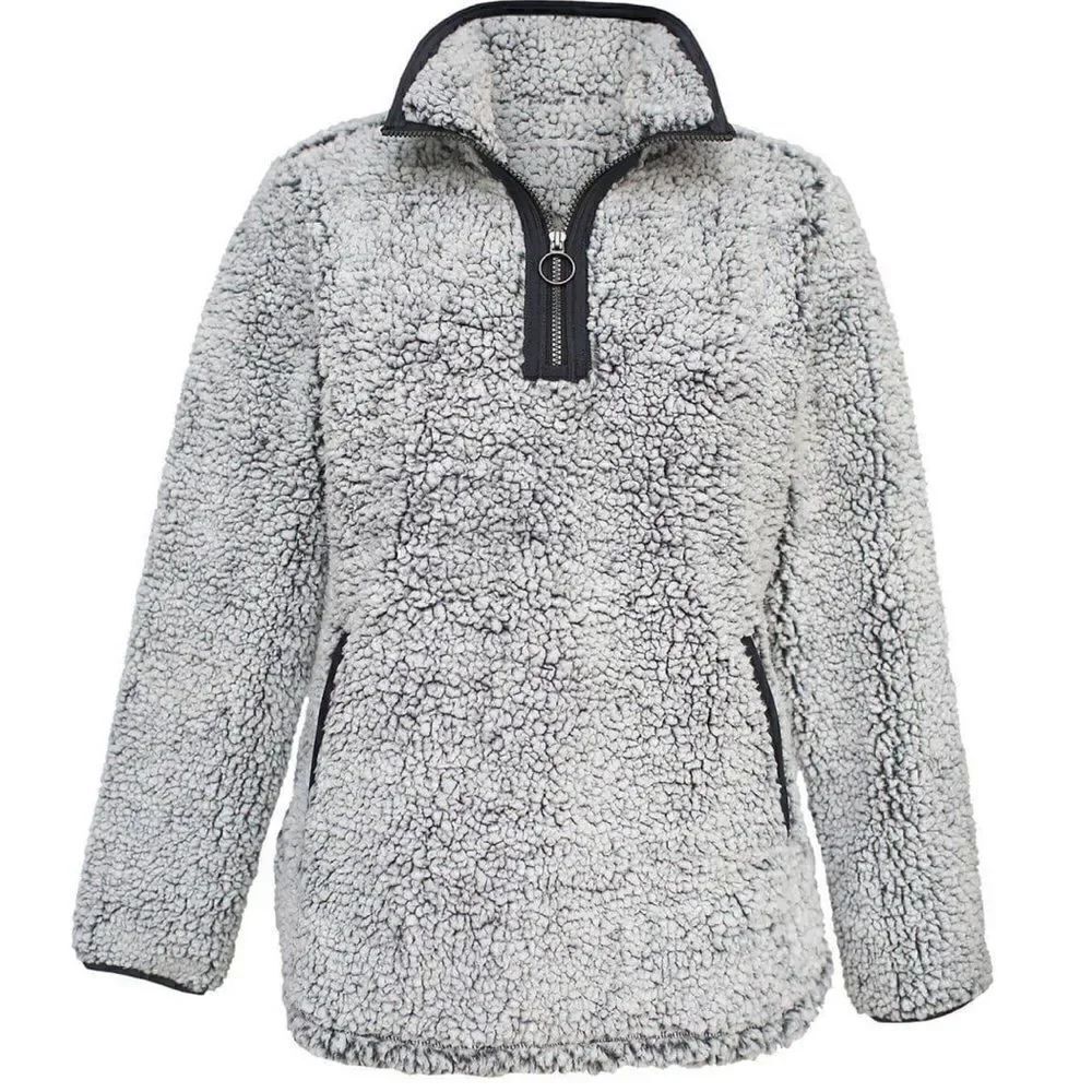 Member's Mark Cozy Sherpa Gray Quarter Zip Fleece Popover NEW